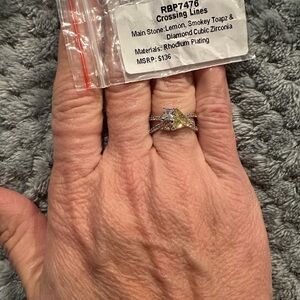 Crossing Lines Lemon and Smokey Topaz Ring